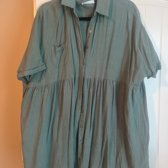 TALULAH Teal Button-Up Dress - Picture 1 of 5
